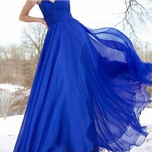 Jovani Royal Blue Maxi Dress